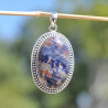 Gros pendentif ovale argent ciselé et pierre Sodalite (bleu)