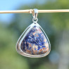 Gros pendentif triangulaire argent plat et pierre Sodalite (bleu)