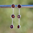 Longues boucles argent et 3 pierres Grenat
