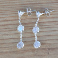 Longues boucles argent et 3 Pierres de lune