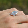 Petite bague navette en Pierre de lune et argent (blanc)