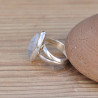 Petite bague navette en Pierre de lune et argent (blanc)