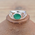 Anneau ajouré en argent et pierre Agate verte (vert) T60