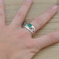 Anneau ajouré en argent et pierre Agate verte (vert) T60