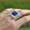 Grosse chevalière pointes argent et pierre Lapis lazuli (bleu)