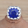 Grosse chevalière pointes argent et pierre Lapis lazuli (bleu)