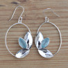 NEW ! Grandes boucles ovales ajourées argent et pierre Calcédoine (bleu)