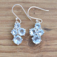 Petites boucles 4 pierres Topaze bleue griffées et argent (bleu)