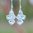 Petites boucles 4 pierres Topaze bleue griffées et argent (bleu)
