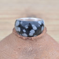 Bague en argent et pierre incurvée en Jaspe (noir) T62 Bague en argent et pierre incurvée en Jaspe (noir) T62