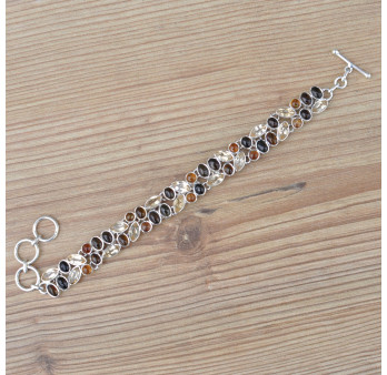 Bracelet argent et 48 petites pierres Tourmaline et Citrine (brun) (jaune)