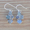 Petites boucles 4 pierres en Labradorite griffées et argent (bleu)