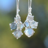 Petites boucles 4 pierres en Labradorite griffées et argent (bleu)