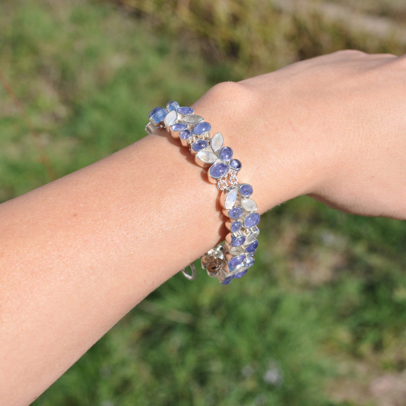 Bracelet En Argent Fin Avec Tanzanite - Modèle 1697, Pierre Naturelle, Neuf ROSEMIMOSA
