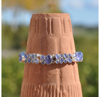 Bracelet 2 rangs argent et 48 pierres en Tanzanite (violet)
