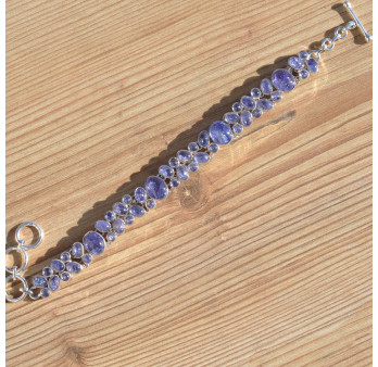 Bracelet 2 rangs argent et 48 pierres en Tanzanite (violet)