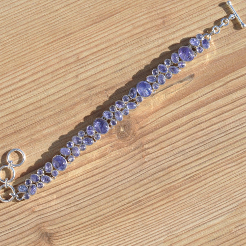 Bracelet 2 rangs argent et 48 pierres en Tanzanite (violet)
