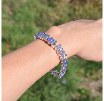 Bracelet 2 rangs argent et 48 pierres en Tanzanite (violet)
