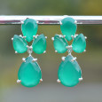 Boucles d'oreilles argent et 4 pierres Agate verte facettées (vert)