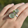 Bague multipierres en argent et Prehnite Péridot et Labradorite (vert) (bleu)