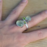 Bague multipierres en argent et Prehnite Péridot et Labradorite (vert) (bleu)