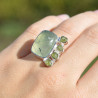 Bague multipierres en argent Prehnite et Péridot (vert)