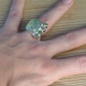 Bague multipierres en argent Prehnite et Péridot (vert)
