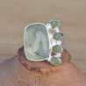 Bague multipierres en argent Prehnite et Péridot (vert)