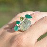 Bague multipierres en argent Prehnite Agate verte et Péridot (vert)