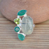 Bague multipierres en argent Prehnite Agate verte et Péridot (vert)
