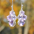Petites boucles 4 pierres en Améthyste griffées et argent