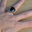Bague reptile argent ciselé et pierre Onyx noir (noir) T54