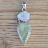 Pendentif en argent et 3 pierres PREHNITE et Pierre de lune (vert) (blanc)