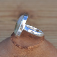 Bague ovale en argent et pierre Jaspe orbiculaire (vert) (orange) T57 Bague ovale en argent et pierre Jaspe orbiculaire (vert) (orange) T57