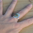 Bague ovale en argent et pierre Jaspe orbiculaire (vert) (orange) T57 Bague ovale en argent et pierre Jaspe orbiculaire (vert) (orange) T57
