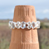 Bracelet 2 rangs en argent et 19 pierres en Cristal de roche (transparent)