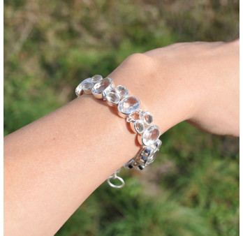Bracelet Porte-bonheur En Cristal Vert Et Argent – Pierre Naturelle, 19 Cm, Attracteur De Prospérité