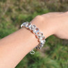 Bracelet 2 rangs en argent et 19 pierres en Cristal de roche (transparent)