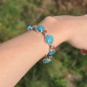 Bracelet en argent et 13 pierres Turquoise et Corail (bleu) (orange)