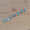 Bracelet en argent et 13 pierres Turquoise et Corail (bleu) (orange)