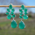 Longues boucles argent 8 pierres facettées en Agate verte (vert) Longues boucles argent 8 pierres facettées en Agate verte (vert)