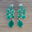 Longues boucles argent 8 pierres facettées en Agate verte (vert) Longues boucles argent 8 pierres facettées en Agate verte (vert)