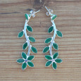 Boucles d'oreilles fleurs clous argent 11 pierres Agate verte (vert) Boucles d'oreilles fleurs clous argent 11 pierres Agate verte (vert)