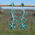 Boucles d'oreilles fleurs clous argent 11 pierres Agate verte (vert) Boucles d'oreilles fleurs clous argent 11 pierres Agate verte (vert)