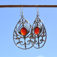 Grandes boucles d'oreilles argent goutte et pierre ovale en Cornaline (orange) Grandes boucles d'oreilles argent goutte et pierre ovale en Cornaline (orange)