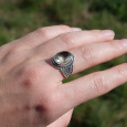 Bague argent travaillé et pierre Prasiolite facettée ovale (vert) T55/58