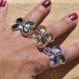 Grosse bague fleur argent et 5 pierres en Grenat (rouge) T57 Grosse bague fleur argent et 5 pierres en Grenat (rouge) T57