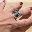 Grosse bague fleur argent et 5 pierres en Grenat (rouge) T57 Grosse bague fleur argent et 5 pierres en Grenat (rouge) T57