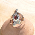 Grosse bague fleur argent et 5 pierres en Grenat (rouge) T57 Grosse bague fleur argent et 5 pierres en Grenat (rouge) T57