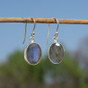 Boucles d'oreilles argent pierre ovale facettée en Labradorite (bleu)